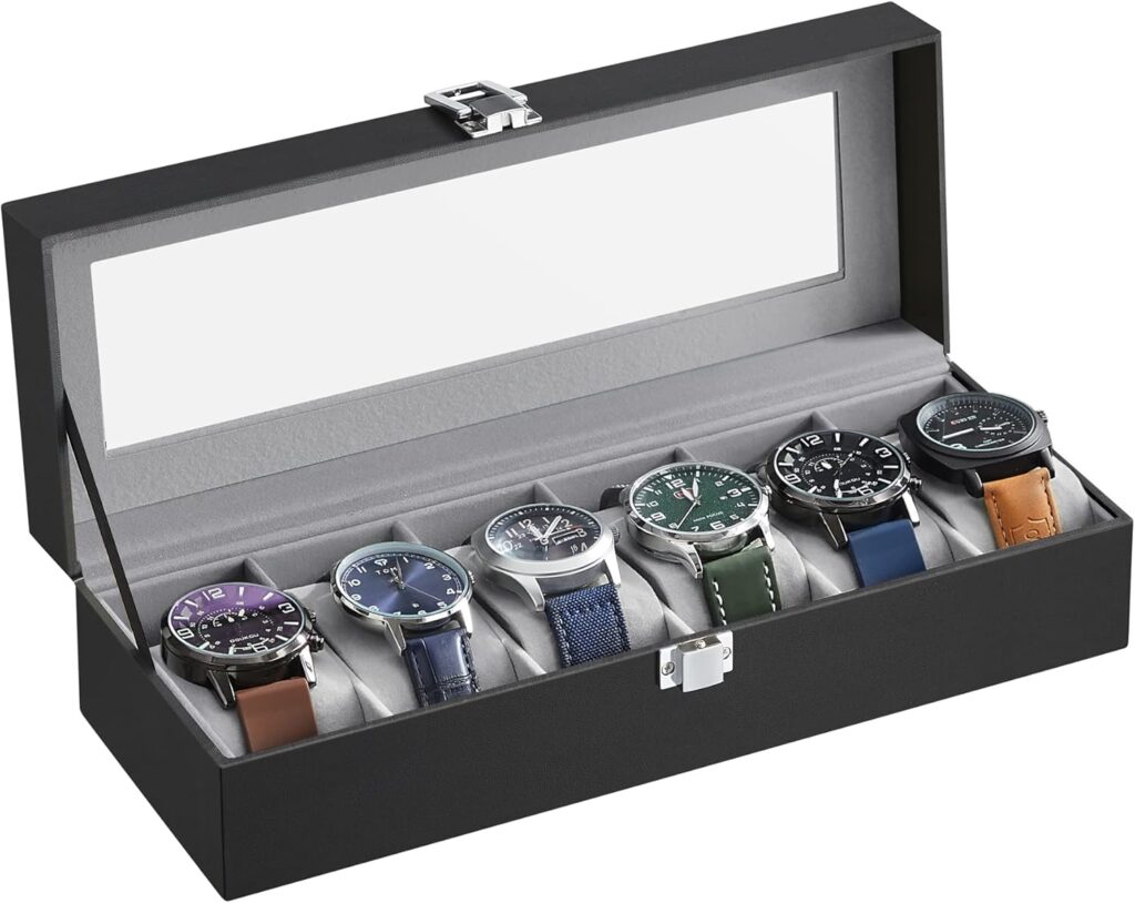 SONGMICS Caja de Relojes con 6 Compartimentos, Estuche de...