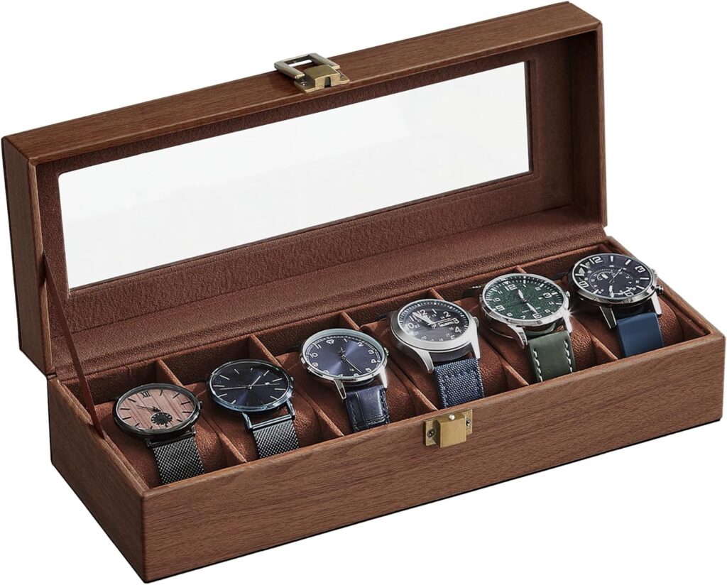 SONGMICS Caja de Relojes con 6 Compartimentos, Estuche de...